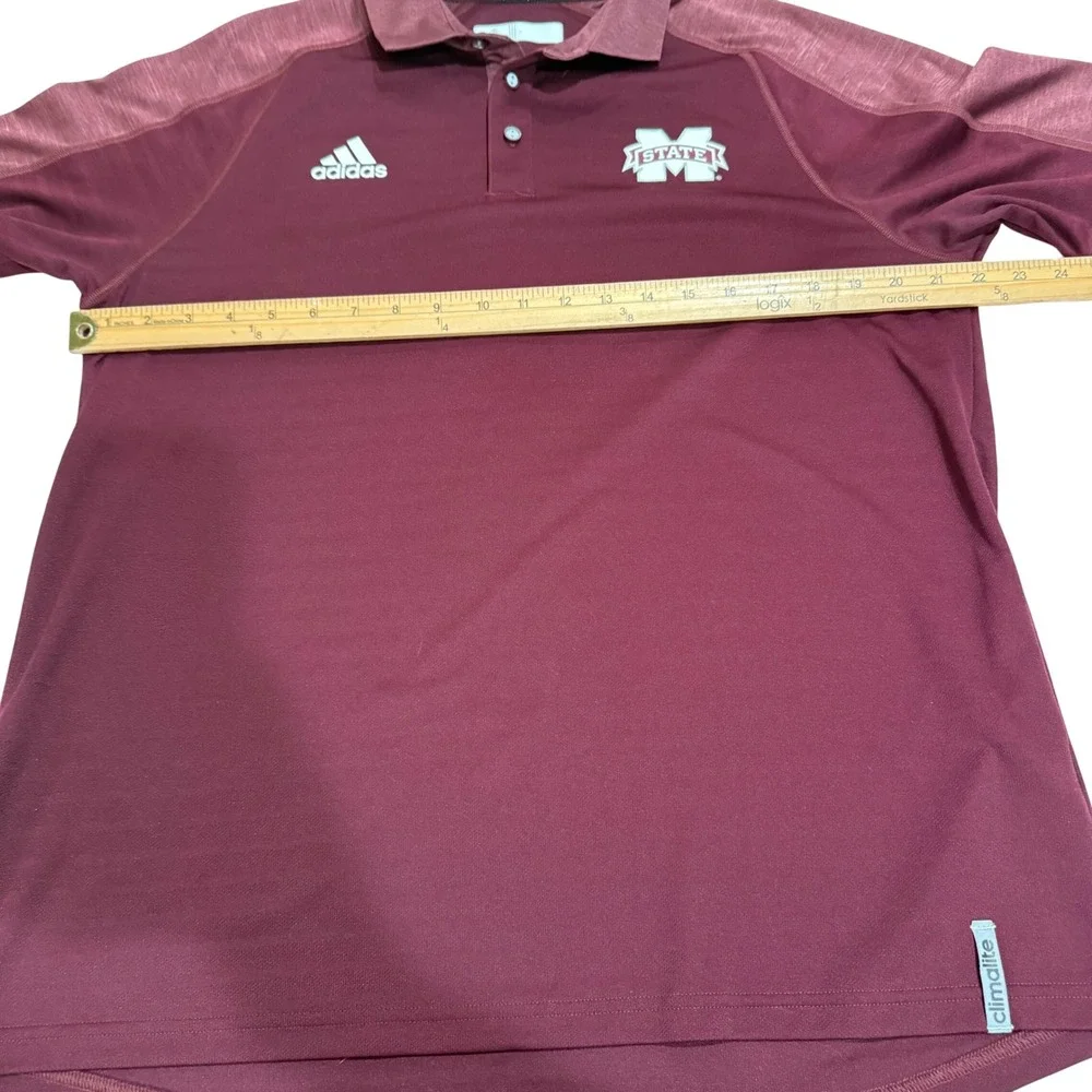 Adidas‎ Mississippi State Bulldogs Climalite Polo Shirt Mens Large Maroon NCAA